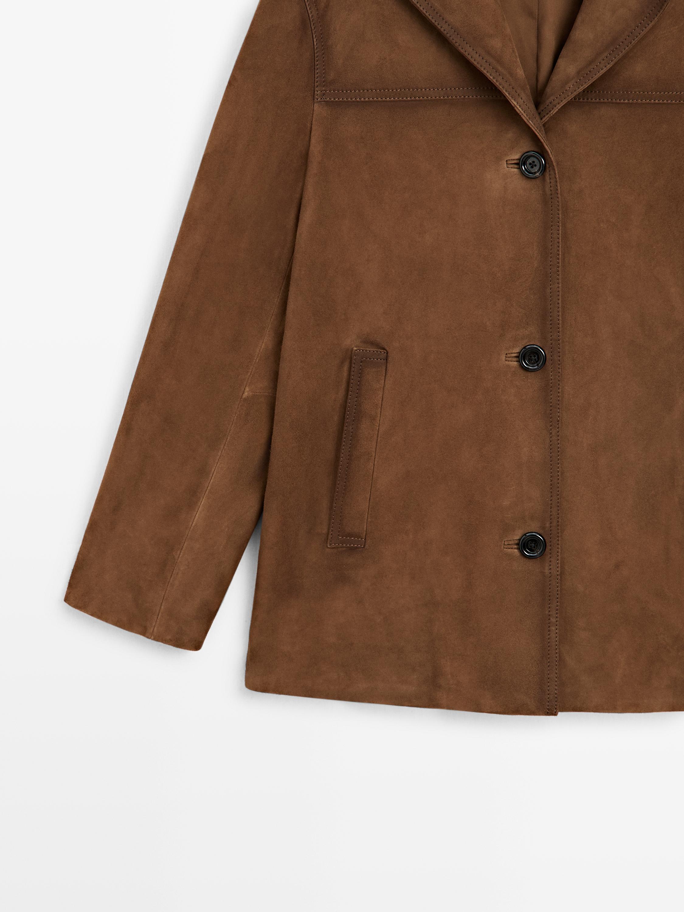 100% suede leather blazer with pockets